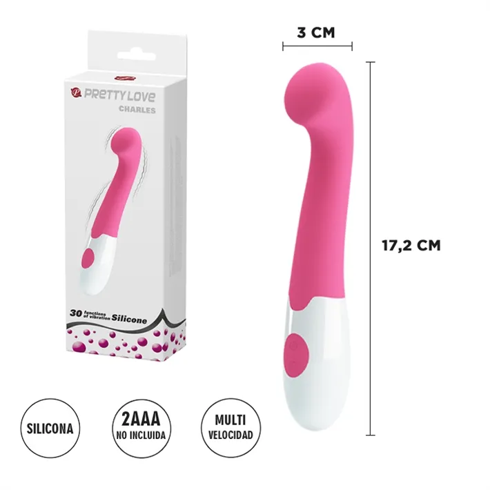 Vibrador masajeador de punto G curvo con 30 funciones de vibracion